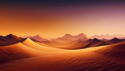 Naklejka premium Desert Dusk background - gradient illustration of desert landscape from deep amber to soft violet color palette. Graphic art illustration banner