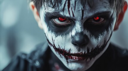 Boy make up as evil for halloween party
