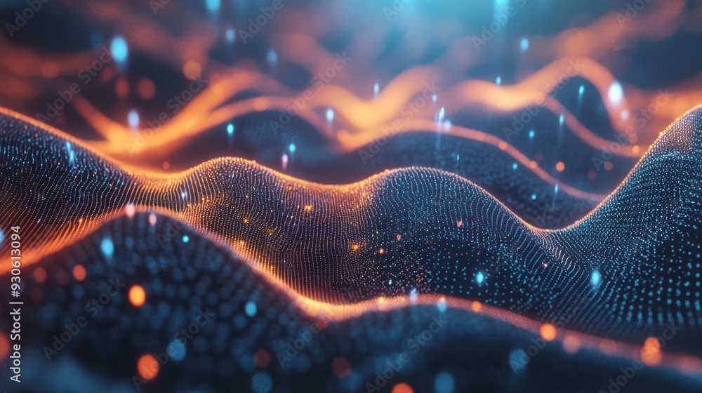 Poster digital particles cyberspace technology network concept animation background