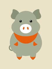 Naklejka premium a simple illustration of a cute pig, flat colors, cartoon vector style. Playfulness, Innocence, Children concept. Perfect for use in children’s products, nursery decor, or educational materials
