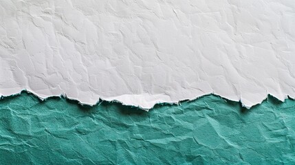 Texture of craft white color paper background with emerald border, macro. Vintage dense kraft teal cardboard