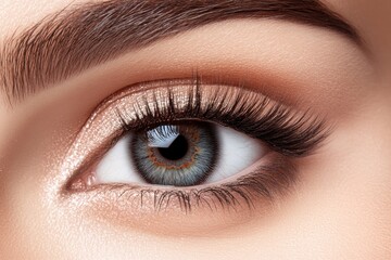 Obraz premium Stunning close-up of female eye with perfect makeup long eyelashes
