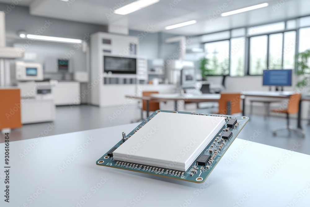 Aufkleber high definition image of a modern laboratory with electronic equipment symbolizing the intersection 