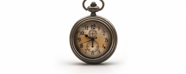 Vintage stopwatch on white background, 4K hyperrealistic photo