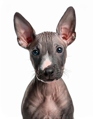 ペルービアン・ヘアレス・ドッグの子犬のポートレート（Peruvian Hairless Dog puppy portrait on white background）
