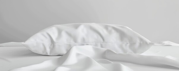 White cotton pillow on white background, 4K hyperrealistic photo
