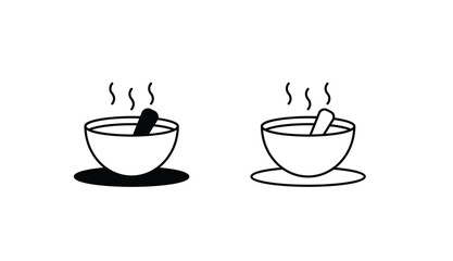 Hot Soup icon design with white background stock illustration