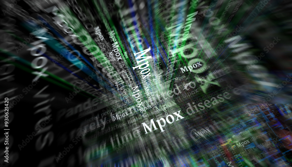 Poster MPOX news titles on screen in hand 3d illustration