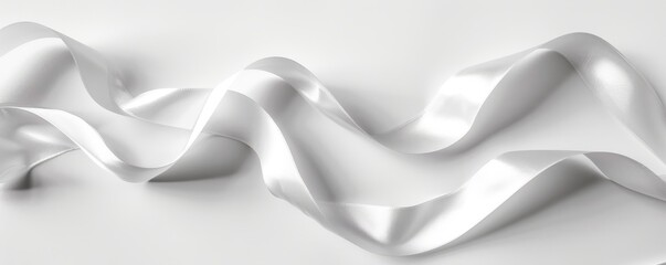 Obraz premium White satin ribbon on white background, 4K hyperrealistic photo