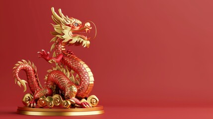 Obraz premium Chinese dragon 3D banner China festive illustration