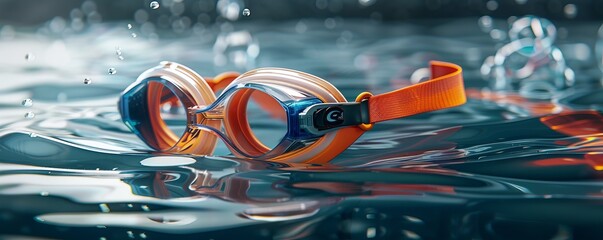 Aerodynamic swimming goggles and cap, 4K hyperrealistic photo