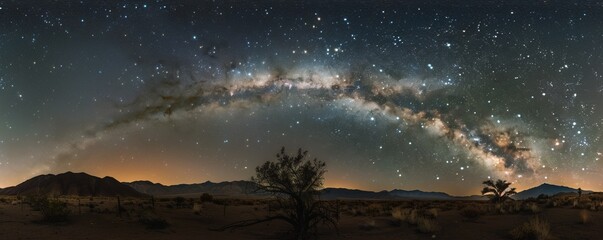 Clear starry night sky with the Milky Way galaxy visible, 4K hyperrealistic photo
