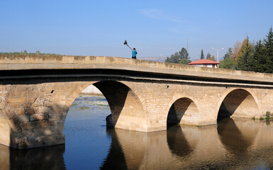 The Historical Stone Bridge in the town of Taskopru in Kastamonu, Turkey, was built in 1366.

