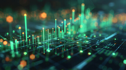 Technology histogram green for background. Abstract technology background. Stock market.