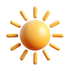 3D sun plastic icon with rays. Isolated sun with rays as a design element