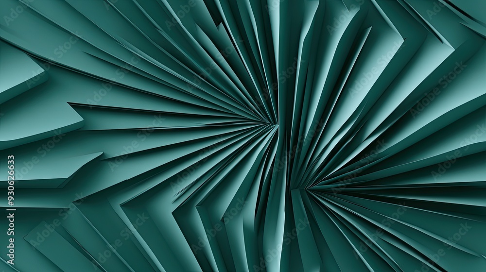 Poster a dark teal and gray background features elegant diagonal stripes of dark green, reflecting a contem