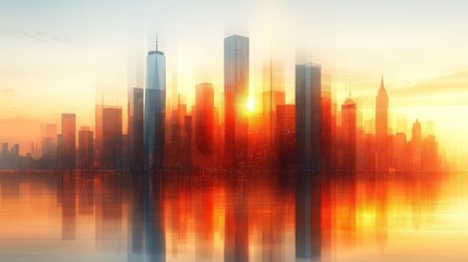Fototapeta premium Blurred Skyline at Sunrise