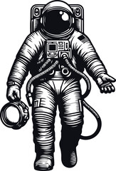 Astronaut Hand Drawn Vector Art Illustration On Solid White Background