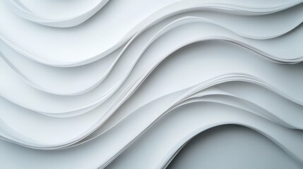 Soft, wavy layers of white create a fluid and flowing texture in this abstract image, suggesting movement and elegance with a soothing and modern artistic style.
