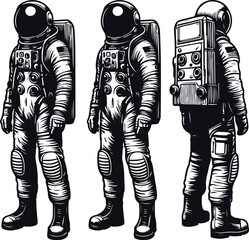 Astronaut Hand Drawn Vector Art Illustration On Solid White Background