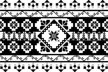 Pixel geometric ethnic embroidery traditional style pattern, damask, textile, fabric 