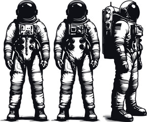 Astronaut Hand Drawn Vector Art Illustration On Solid White Background