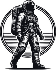 Astronaut Hand Drawn Vector Art Illustration On Solid White Background
