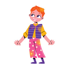 Kids singers in choir set. Cute children sing song together. Diverse vocal talented students group. Child church chorus with music performance. Flat isolated 