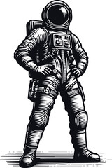 Astronaut Hand Drawn Vector Art Illustration On Solid White Background