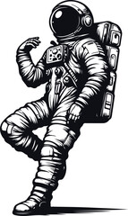 Astronaut Hand Drawn Vector Art Illustration On Solid White Background