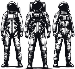 Astronaut Hand Drawn Vector Art Illustration On Solid White Background