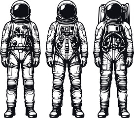 Astronaut Hand Drawn Vector Art Illustration On Solid White Background