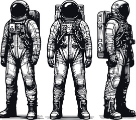 Astronaut Hand Drawn Vector Art Illustration On Solid White Background