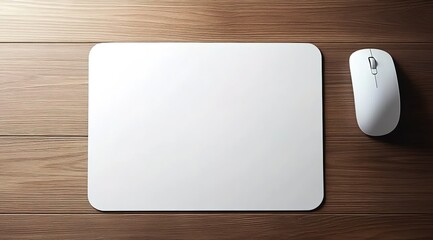 A white mouse pad mockup on an office desk