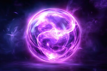 Obraz premium Glowing Purple Orb of Energy in a Dark Atmosphere