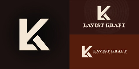 Fototapeta premium Abstract initial letter LK or KL in white-gold isolated on multiple background colors. The logo is suitable for premium shampoo brand logo design inspiration templates.