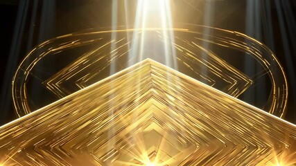 Golden stage design highlights at an awards ceremony in 2023