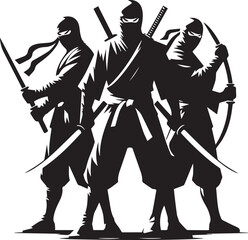 Black and white ninja silhouette collection © Creative_Hamza