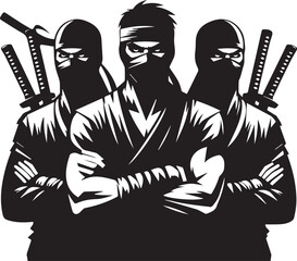 Black and white ninja silhouette collection © Creative_Hamza
