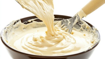 Creamy White Sauce Pouring into Bowl.