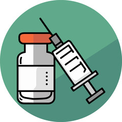 A cartoon-style illustration of an open syringe. Simple, flat illustration syringe, Nurse concept with white background.