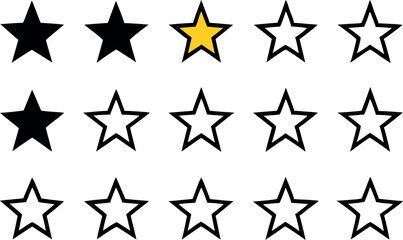 Obraz premium Stars collection. Star vector icons. Golden and Black set of Stars, isolated on transparent background. Star icon. Stars in modern simple flat style. Vector