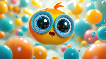 Fototapeta premium Whimsical 3D render of a whimsical cartoon character in a magical setting