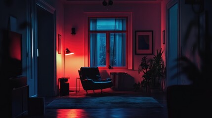 Scene with mood lighting and neon lights