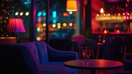 Scene with mood lighting and neon lights