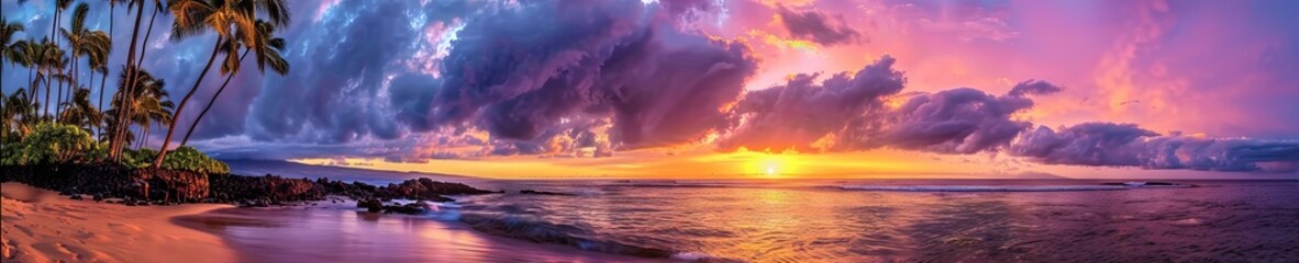 Obraz premium hawaiian tropical sunset 