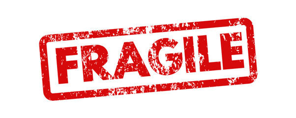 fragile red rubber stamp - vector illustration