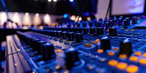 music production equipment - closeup from audio production studio