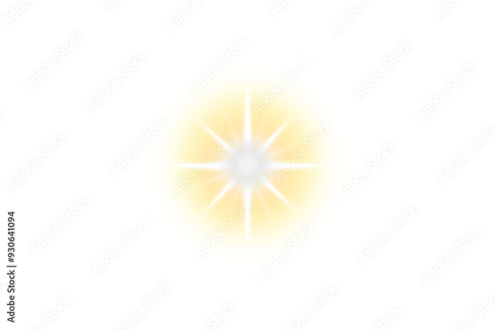 Wall mural shining glowing star. starlight with bright sparkles effect isolated on transparent background. flar