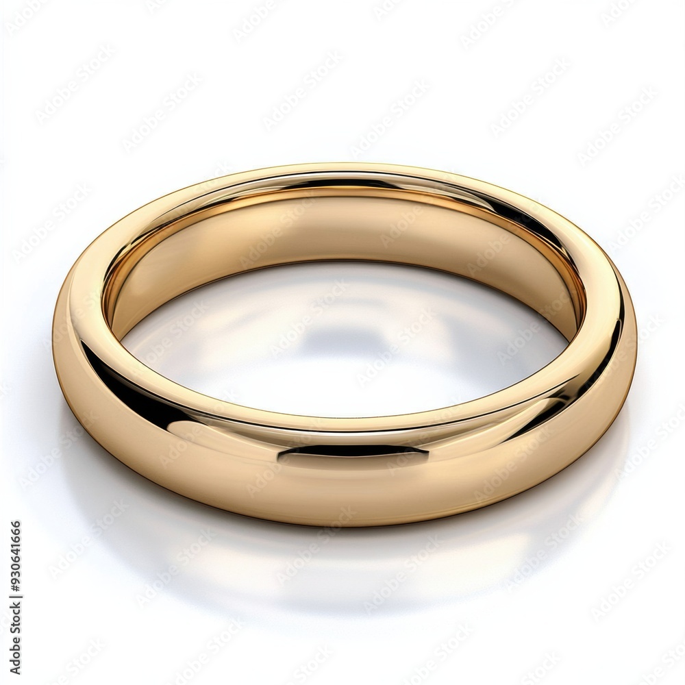 Poster A gold wedding band sitting on a white surface, AI